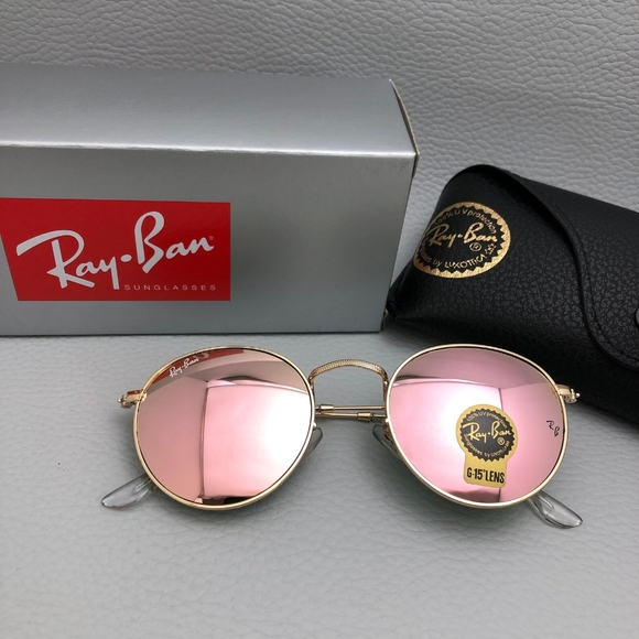 LIKE NEW RayBan Round Metal RB3447 Pink Mirror Flash Ray ban Sunglasses - Picture 8 of 13